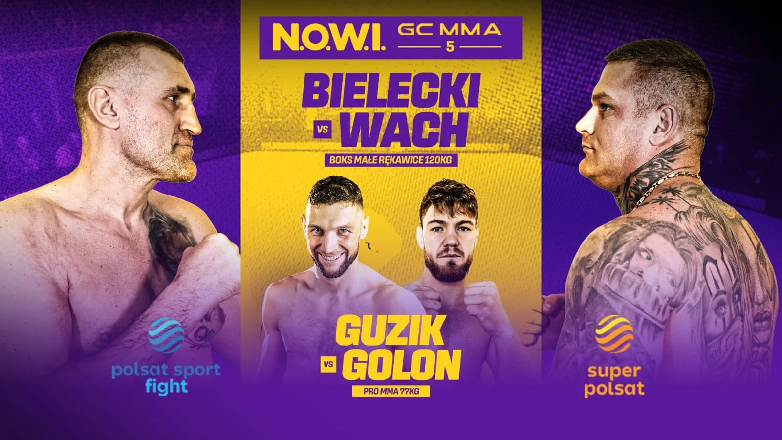 Plakat gali N.O.W.I. Game Changer MMA 5, 10 kwietnia 2026 — walka wieczoru Bielecki – Wach
